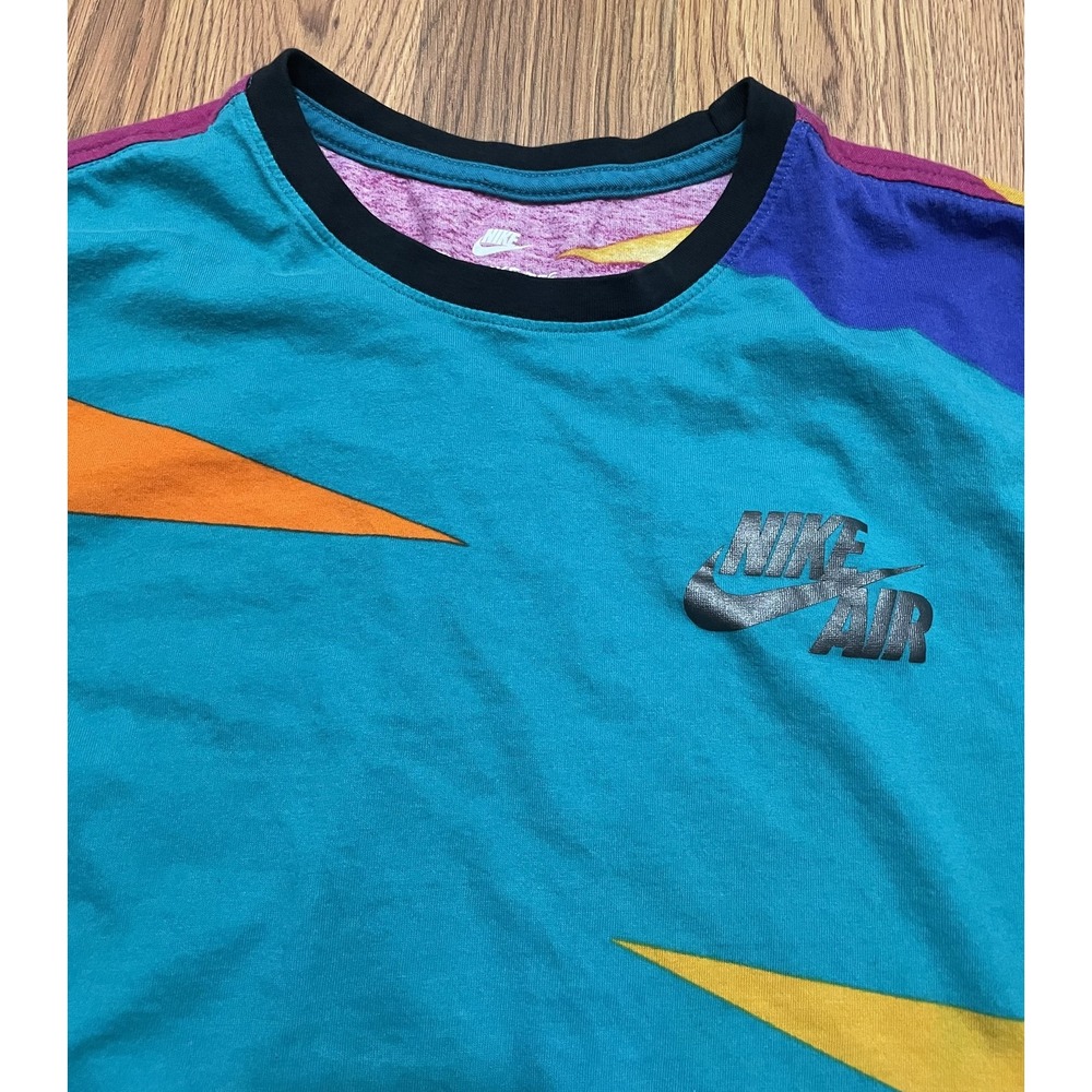 Nike Air T-Shirt Mens Large Retro Geometric Colorblock Long Sleeve Athletic Cut - Picture 3 of 11